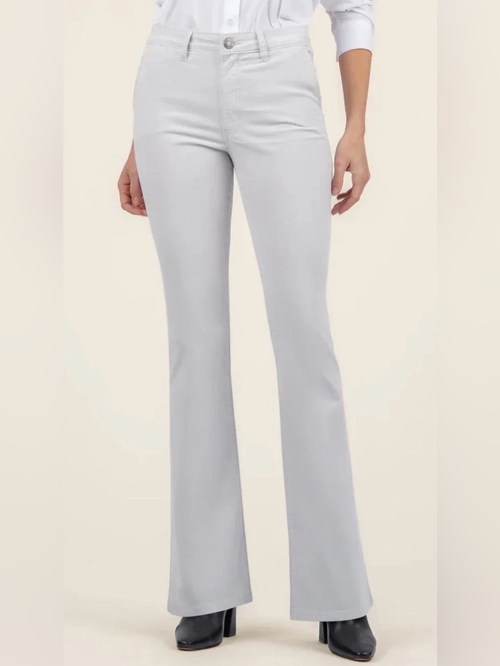 KUT FROM THE KLOTH Women Ana High Rise Velveteen Flare Pants Light Gray Sz 6 NWT